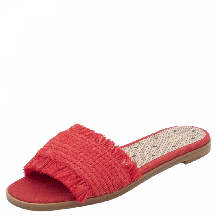 RED Red Woven Raffia Rednat Slide Sandals 39 RED Valentino | TLC