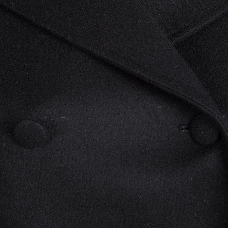 Pre Owned Red Valentino Black Wool Ruffle Bottom Double Breasted Coat S