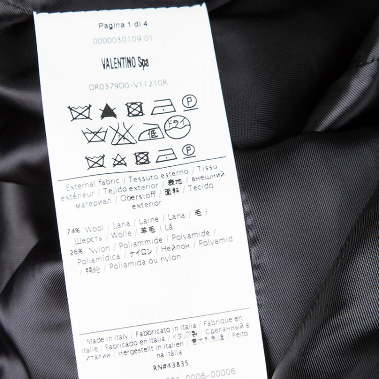 Pre Owned Red Valentino Black Wool Ruffle Bottom Double Breasted Coat S