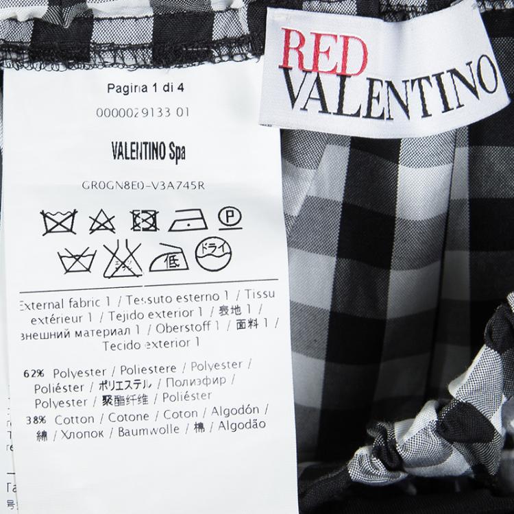 Pre Owned Red Valentino Monochrome Checkered Bow Detail Mini Skirt S