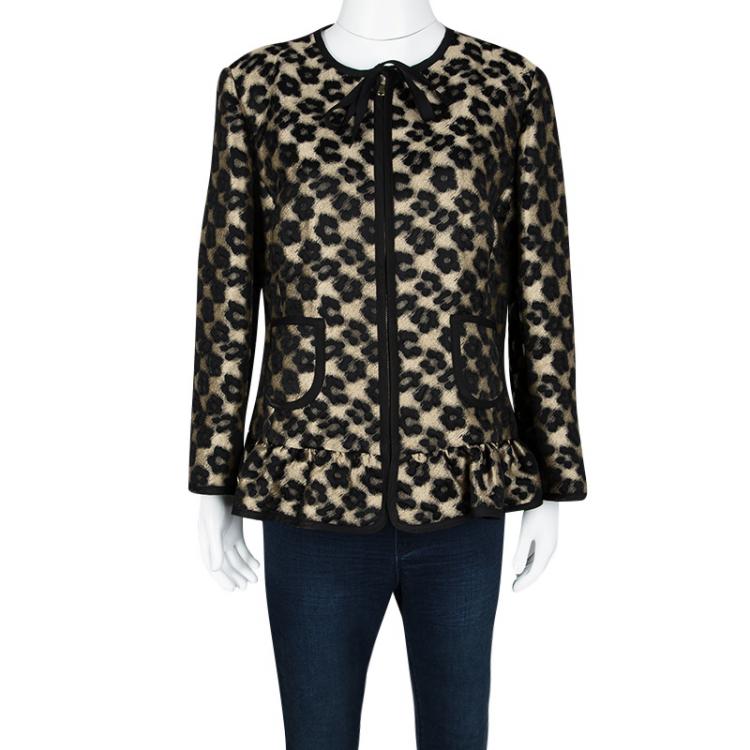 مملوكة مسبقًا Red Valentino Black Peplum Waist Detail Jacquard Taffeta Jacket XL