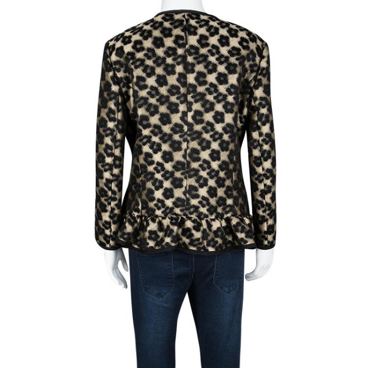 مملوكة مسبقًا Red Valentino Black Peplum Waist Detail Jacquard Taffeta Jacket XL