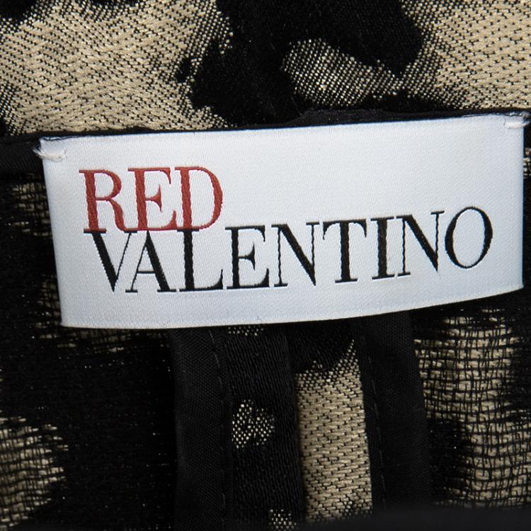 مملوكة مسبقًا Red Valentino Black Peplum Waist Detail Jacquard Taffeta Jacket XL