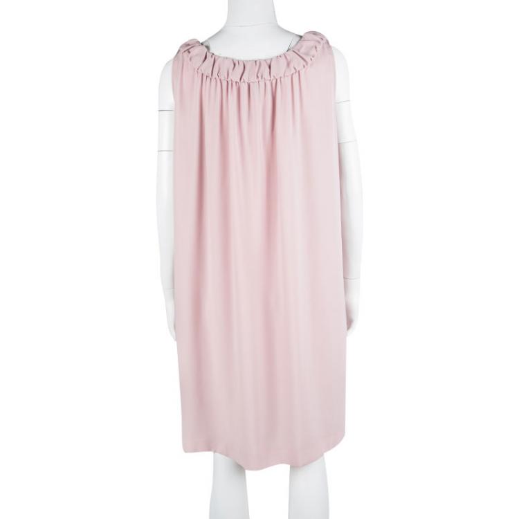 Pre Owned Red Valentino Tea Rose Pink Contrast Bow Detail Sleeveless Dress L