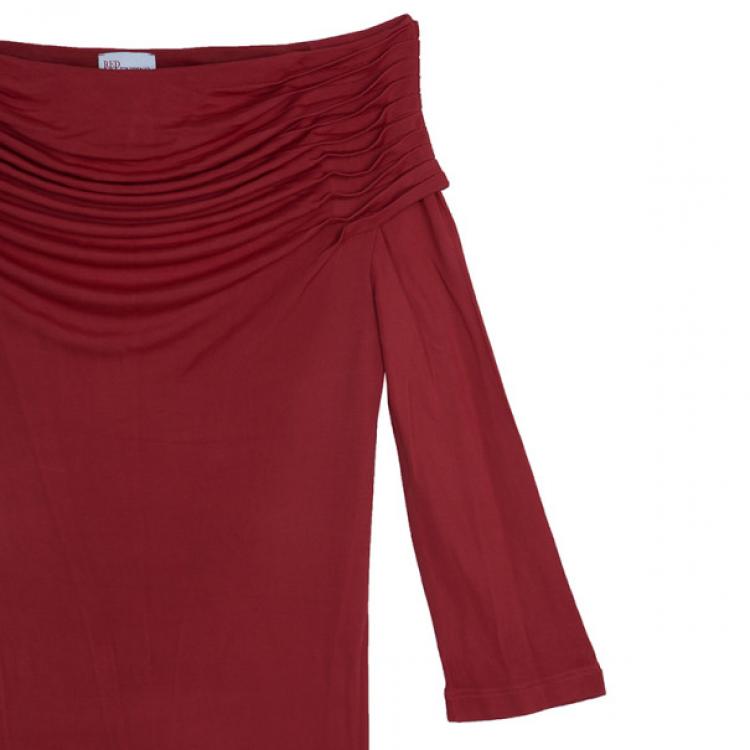Pre Owned Red Valentino Red Off-Shoulder Dress S