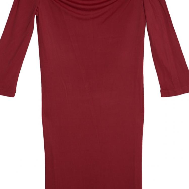 Pre Owned Red Valentino Red Off-Shoulder Dress S