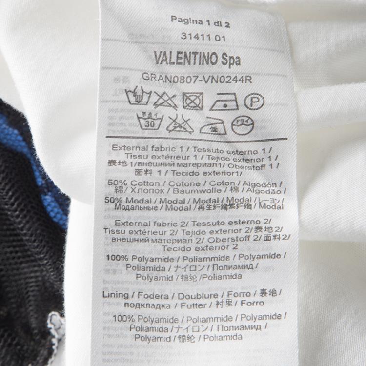 Pre Owned  RED Valentino Monochrome Swiss Dot Tulle Hem Short Sleeve Top XS