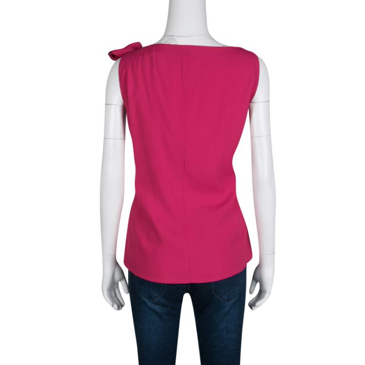 Pre Owned Red Valentino Pink Bow Detail Sleeveless Top M