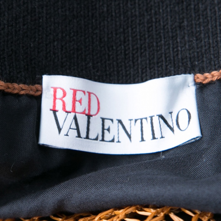 Pre Owned RED Valentino Multicolor Raffia Effect Midi Skirt M