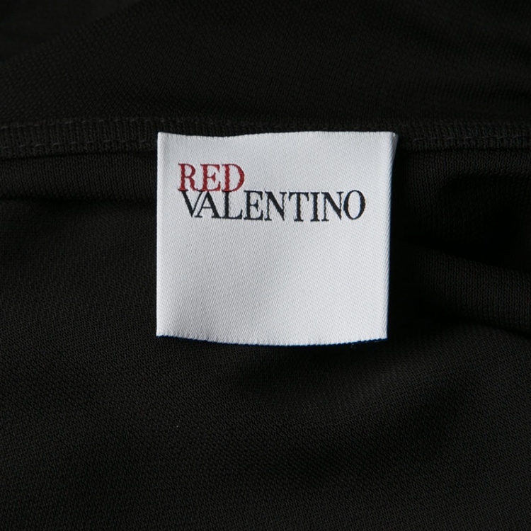 Pre Owned RED Valentino Black Ruffle Detail Long Sleeve Wrap Top M