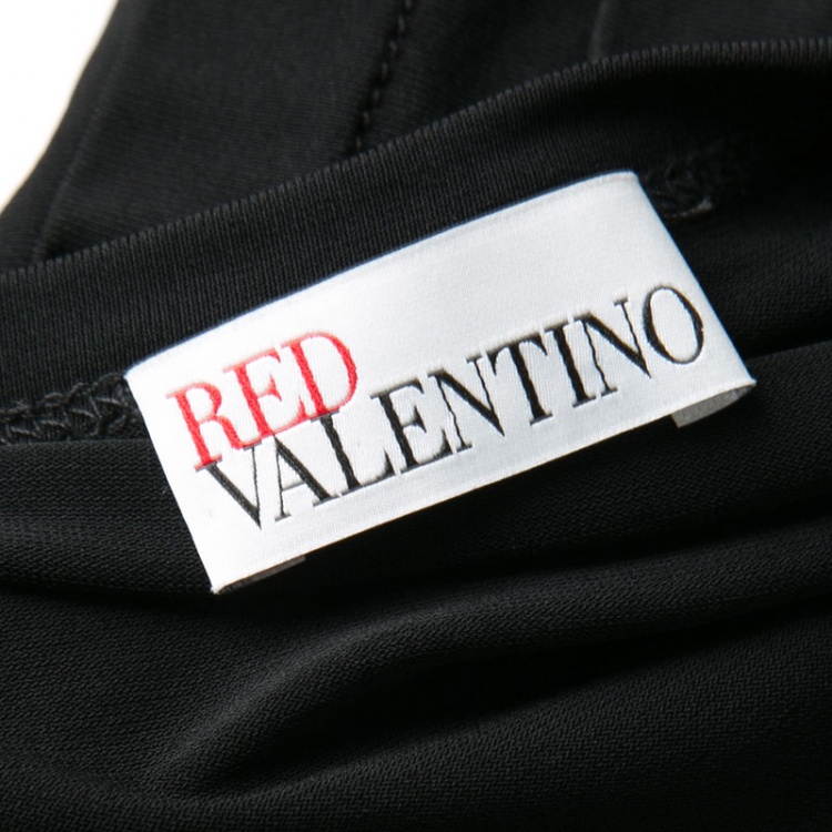 مملوكة مسبقًا RED Valentino Black Ruffle Detail Top S