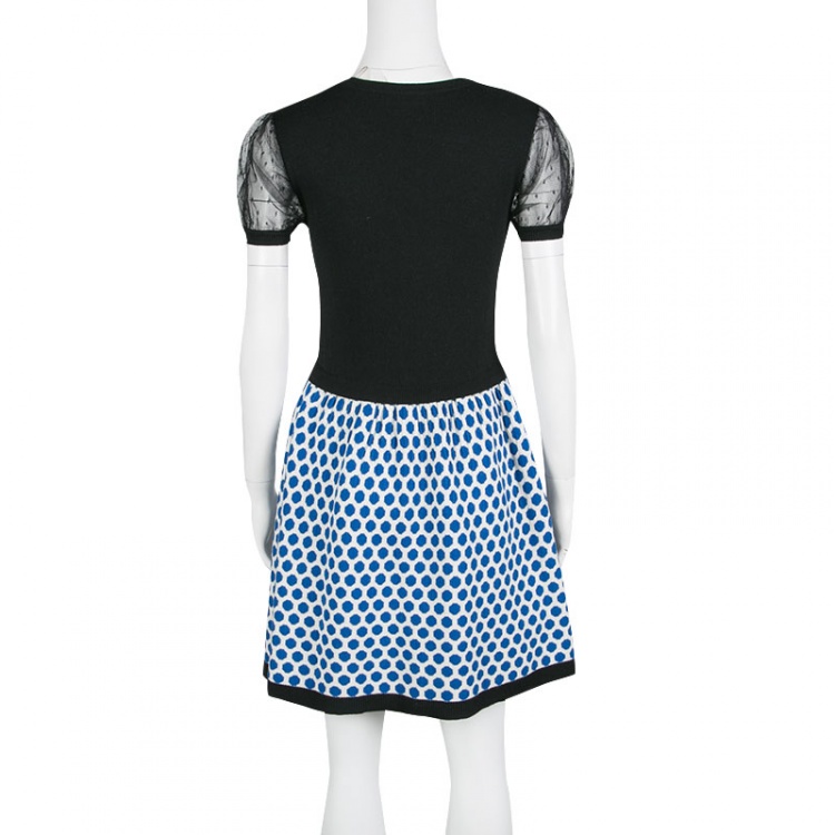 Pre Owned Red Valentino Tulle Trime Snow White Pattern Wool Blend Disney Dress XS