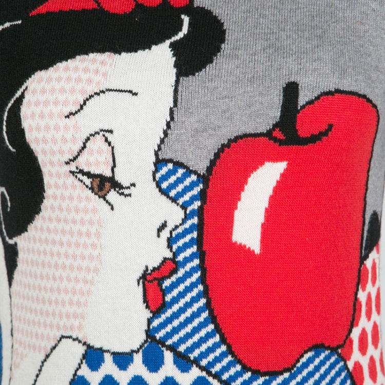 Pre Owned Red Valentino Tulle Trime Snow White Pattern Wool Blend Disney Dress XS