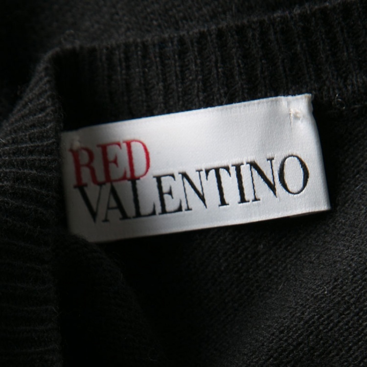 Pre Owned Red Valentino Tulle Trime Snow White Pattern Wool Blend Disney Dress XS