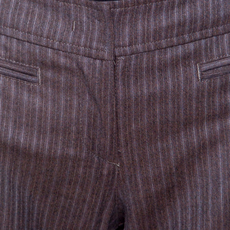 Pre Owned Red Valentino Brown Striped Wool Three Quarter Pants M
