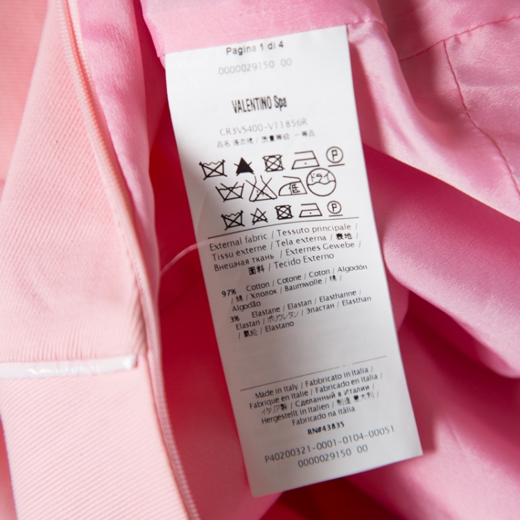 Pre Owned RED Valentino Pink Cotton Contrast Piping Bow Detail Sleeveless Dress M