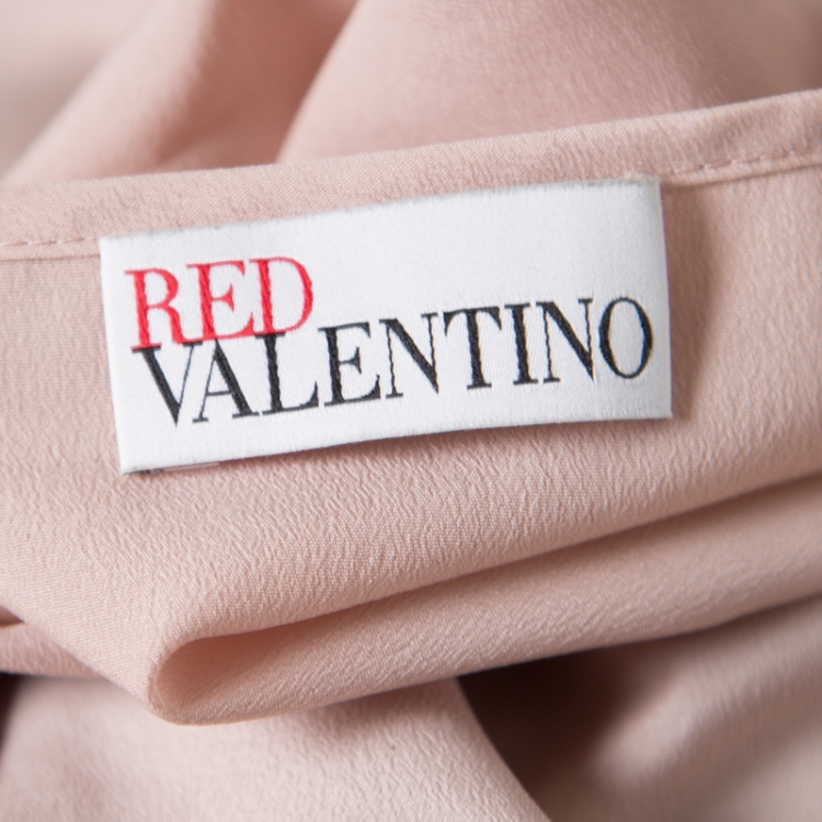 Pre Owned Red Valentino Black Swiss Dotted Tulle Neck Tie Detail Long Sleeve Blouse S