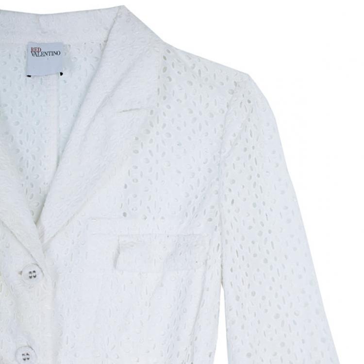 Pre Owned RED Valentino White Eyelet Jacket M