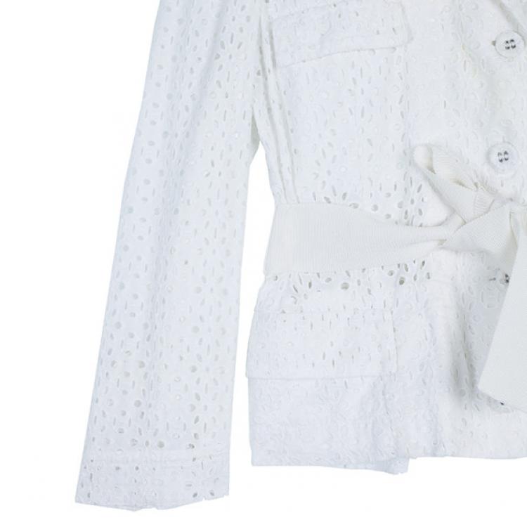 Pre Owned RED Valentino White Eyelet Jacket M