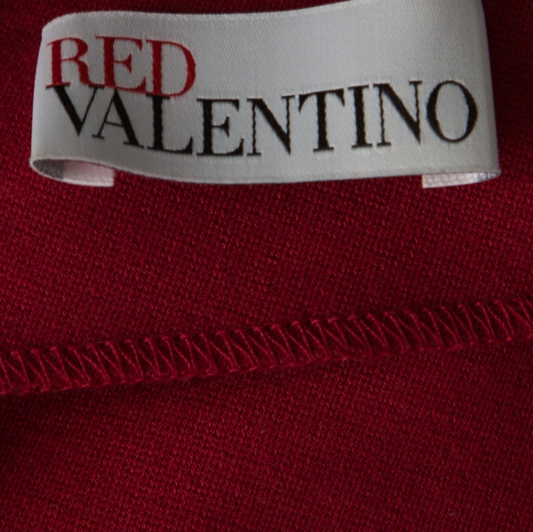 مملوكة مسبقًا RED Valentino Red Jersey V-Neck Fit & Flare Dress M