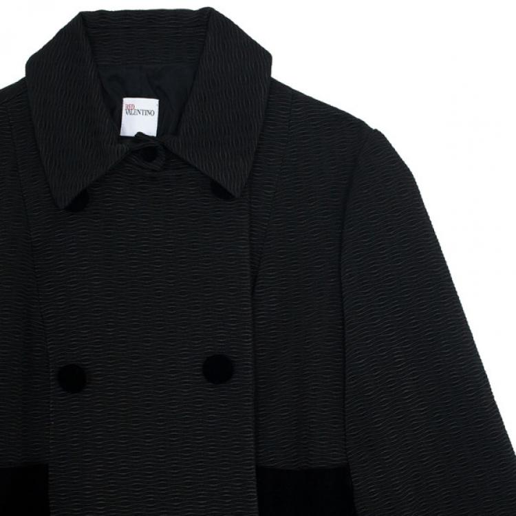 Pre Owned RED Valentino Velvet Trimming Black Coat L