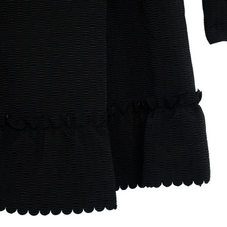 Pre Owned RED Valentino Velvet Trimming Black Coat L