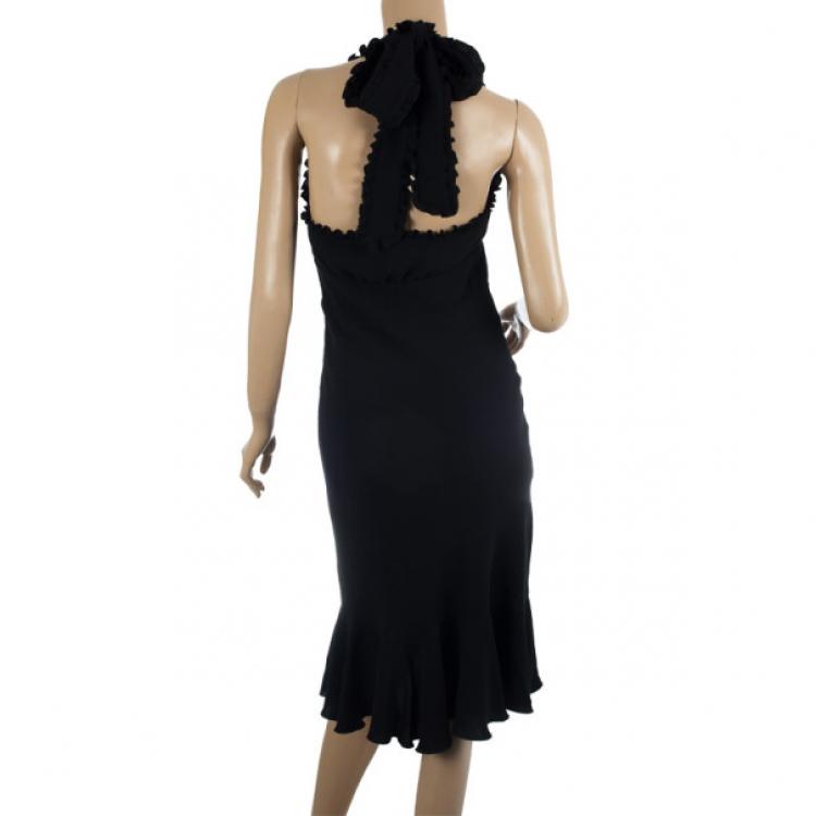 Pre Owned RED Valentino Frill Black Dress M