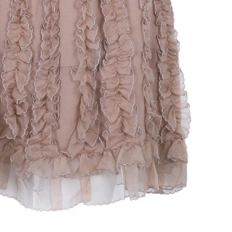 Pre Owned RED Valentino Beige Ruffle Tulle Dress L