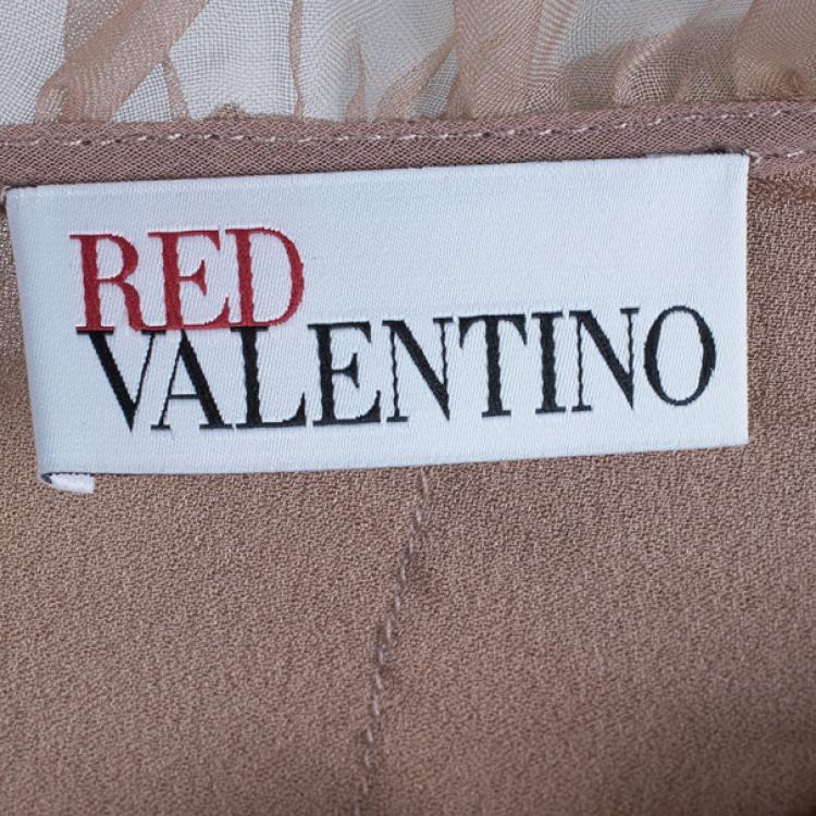 Pre Owned RED Valentino Beige Ruffle Tulle Dress L