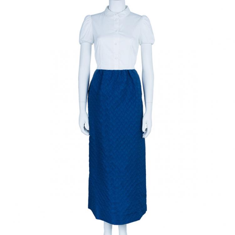 Pre Owned RED Valentino Colorblock Textured Maxi Dress M