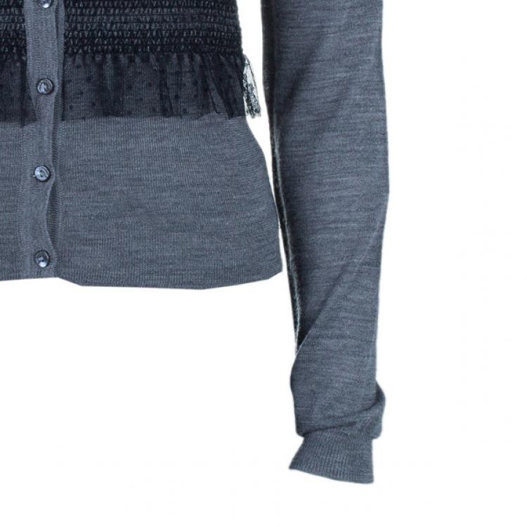 Pre Owned RED Valentino Wool Lace Paneled Cardigan M