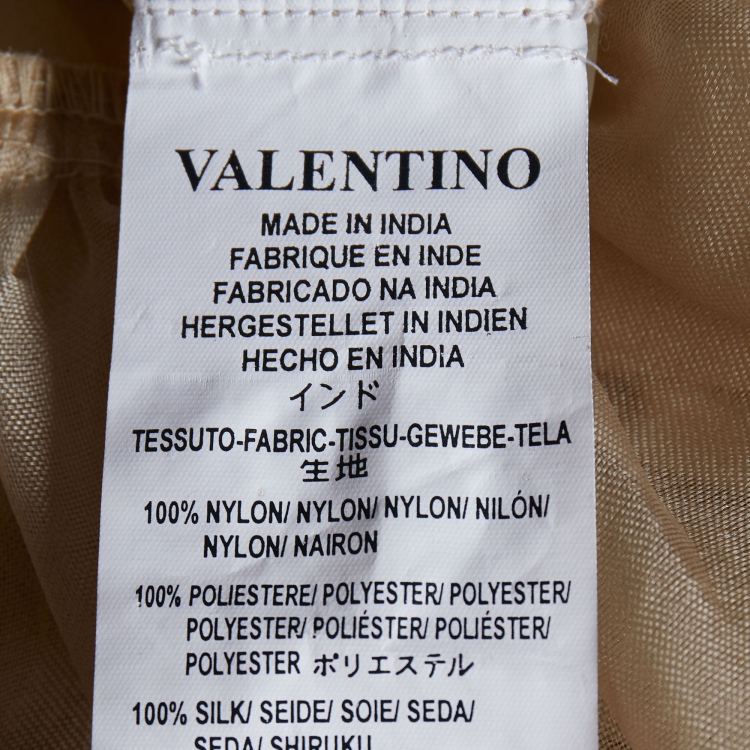 Pre Owned RED Valentino Light Gold Embellished Tulle Sleeveless Mini Dress M