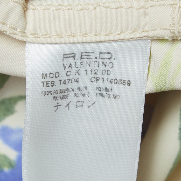 Pre Owned RED Valentino Cream Floral Print Crepe Belted Mid-Length Coat M