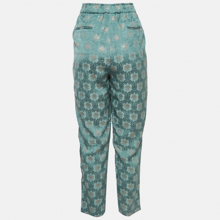 Pre Owned RED Valentino Sage Green Floral Jacquard Trousers M