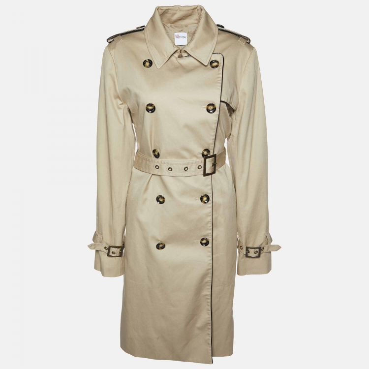 Pre Owned RED Valentino Beige Cotton Bow Detail Trench Coat L