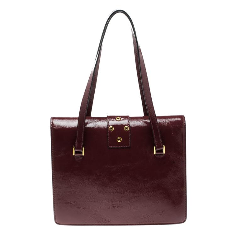 Pre Owned Red Valentino Red Patent Leather Eyelet Shoulder Bag