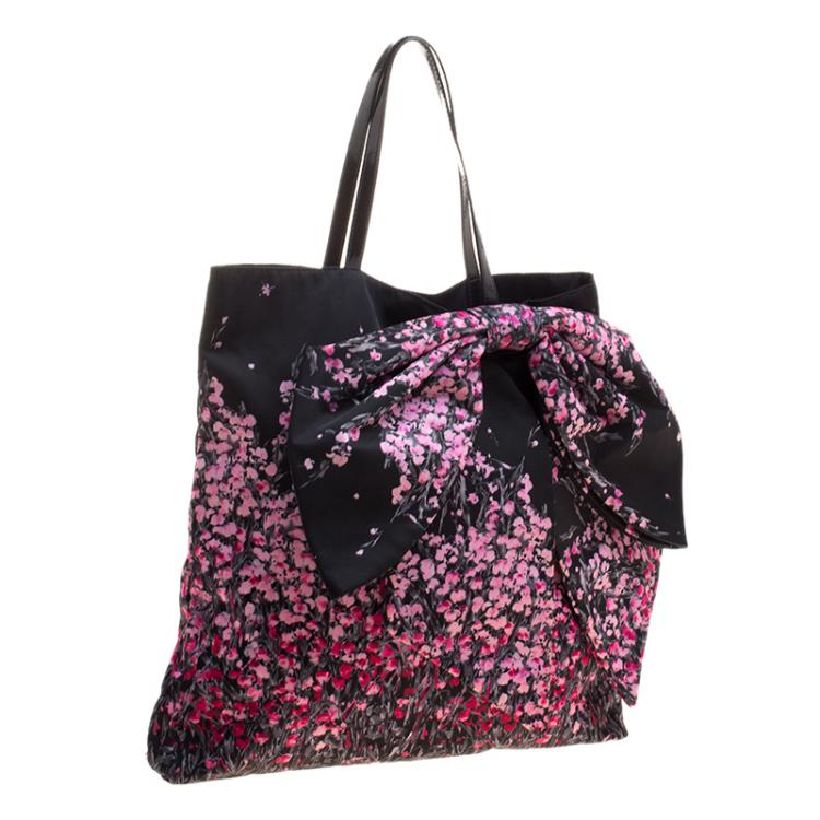 Pre Owned RED Valentino Multicolor Nylon and Leather Trimmed Bow Decorated Tote