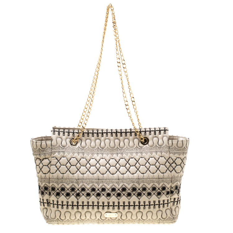 Pre Owned Red Valentino Beige Quilted Faux Leather Tote 
