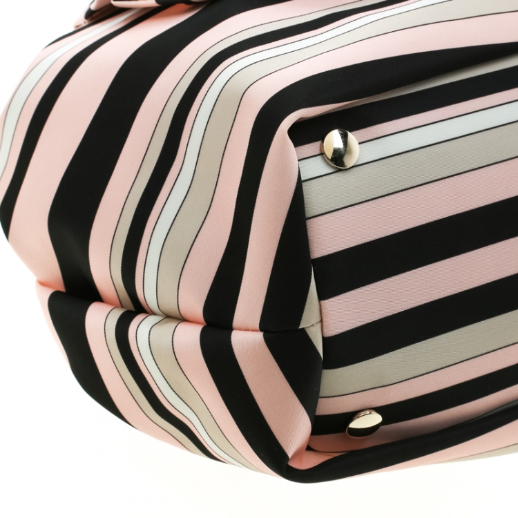 Pre Owned RED Valentino Multicolor Striped Bow Fabric Frame Satchel