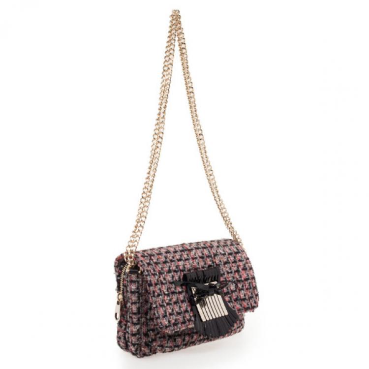 Pre Owned RED Valentino Purple Leather & Tweed Small Shoulder Bag