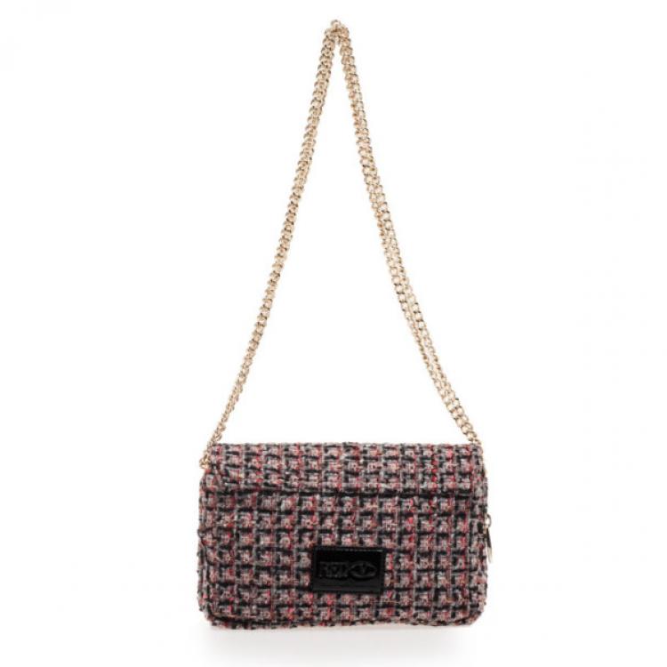 Pre Owned RED Valentino Purple Leather & Tweed Small Shoulder Bag