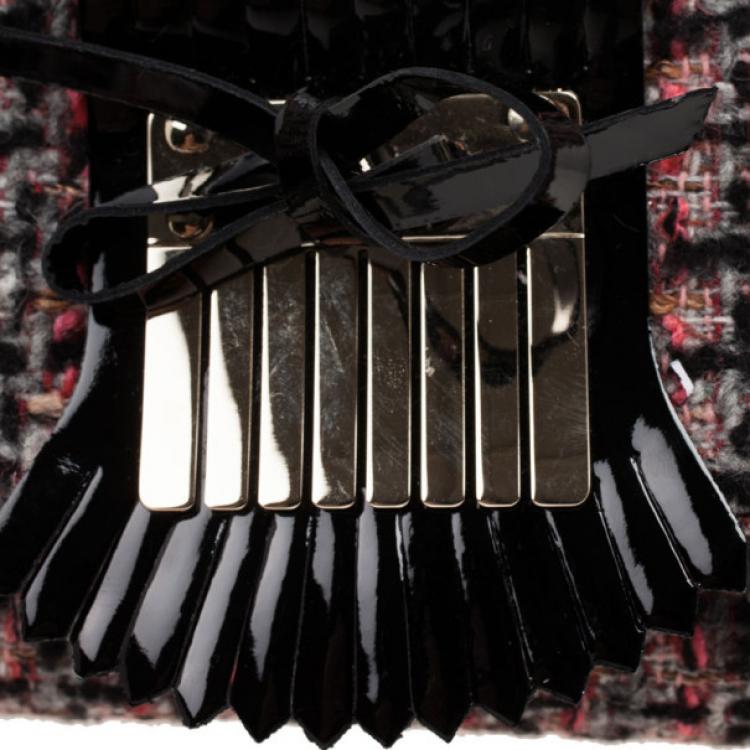 Pre Owned RED Valentino Purple Leather & Tweed Small Shoulder Bag