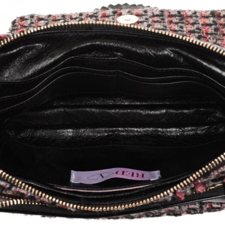 Pre Owned RED Valentino Purple Leather & Tweed Small Shoulder Bag