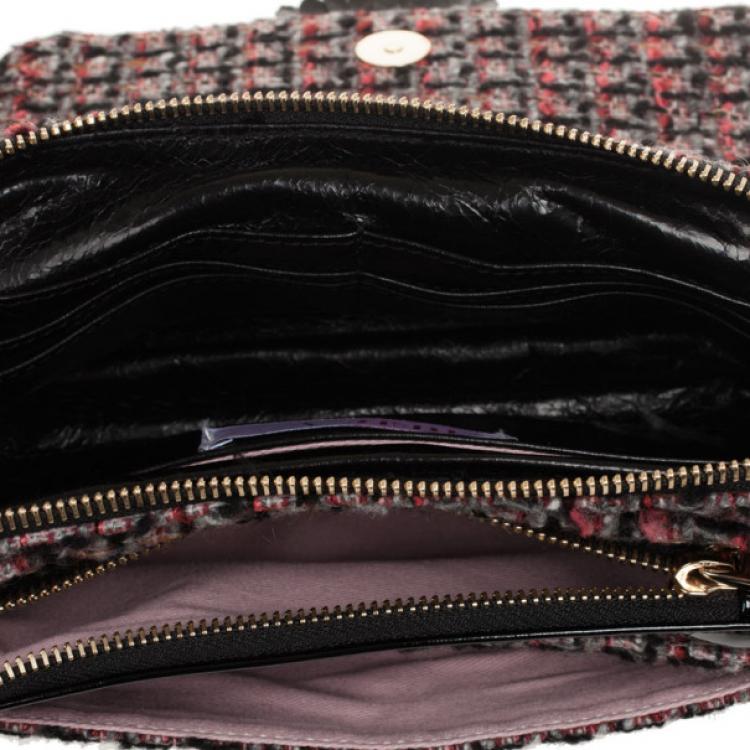 Pre Owned RED Valentino Purple Leather & Tweed Small Shoulder Bag