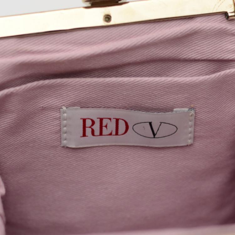 Pre Owned RED Valentino Gold Leather 'Studded Bow' Framed Shoulder Bag