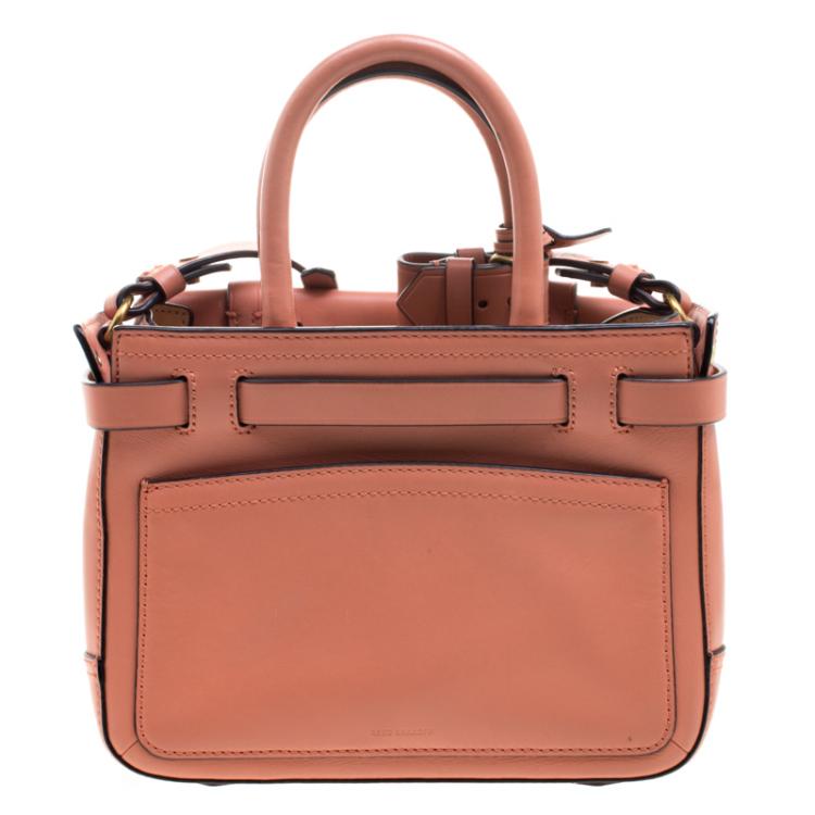 Pre Owned Reed Krakoff Peach Leather Micro Boxer Tote