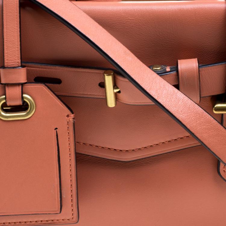 Pre Owned Reed Krakoff Peach Leather Micro Boxer Tote