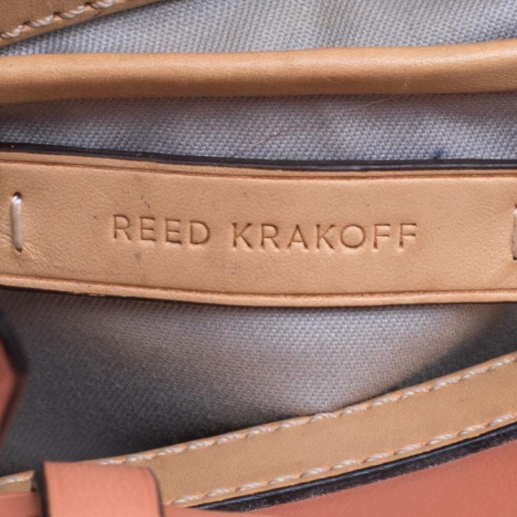 Pre Owned Reed Krakoff Peach Leather Micro Boxer Tote