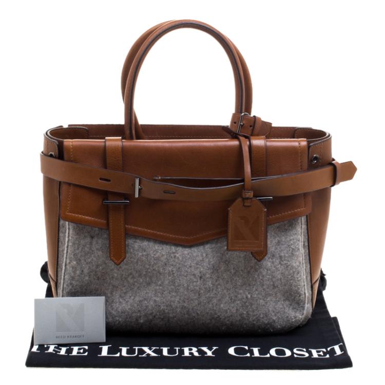 Pre Owned Reed Krakoff Brown/Grey Leather and Felt Boxer Tote