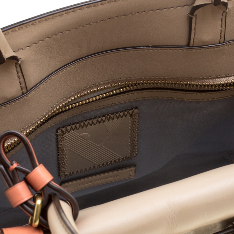 Pre Owned Reed Krakoff Tri Color Leather Medium Boxer Tote